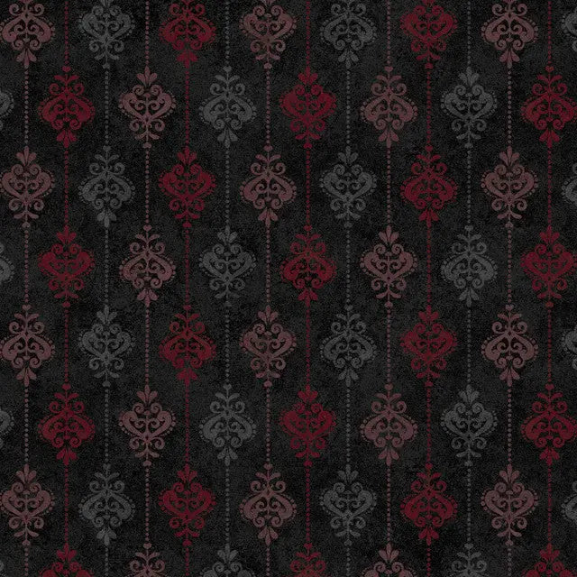 Black Operetta Damask Stripe Cotton 43"/44" Fabric Per Yard